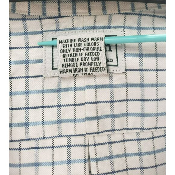L.L. Bean Plaid Wrinkle-Resistant Button-Down Shirt 100% Cotton Size 17.5-36 - Picture 6 of 8